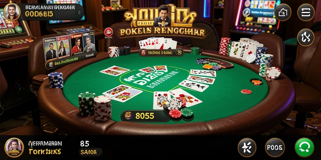 Screenshot utama 8055 menampilkan gameplay Poker yang seru dan interaktif.