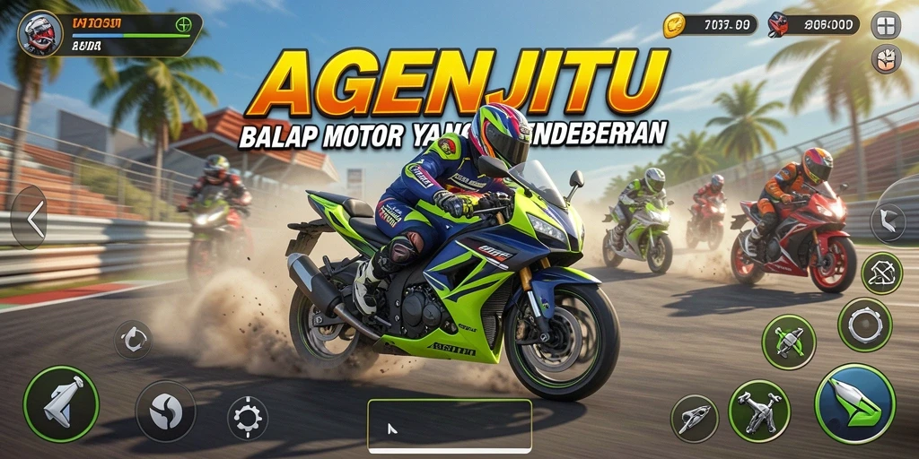 Gameplay AGENJITU yang seru dan mendebarkan dalam balapan motor.
