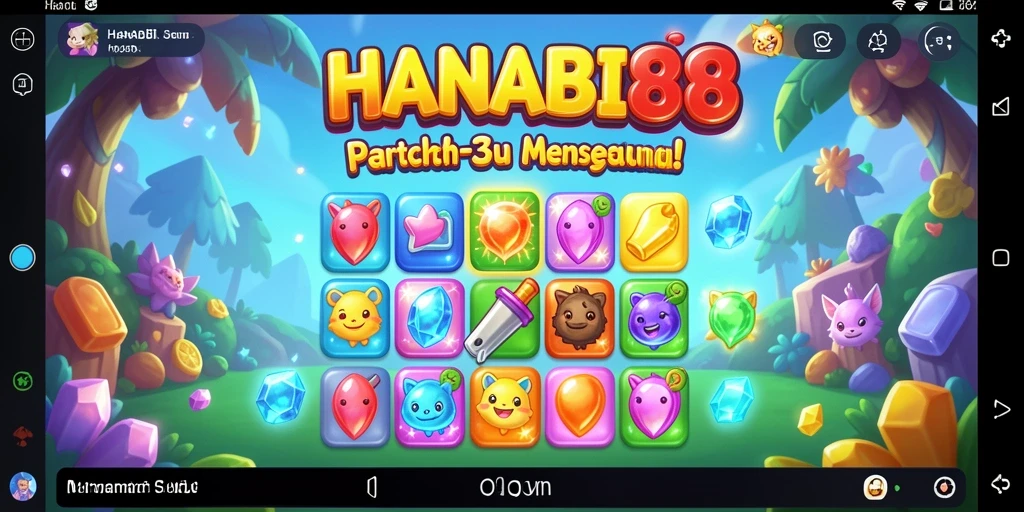 Tampilan screenshot utama HANABI88 menunjukkan gameplay Match-3 yang seru.