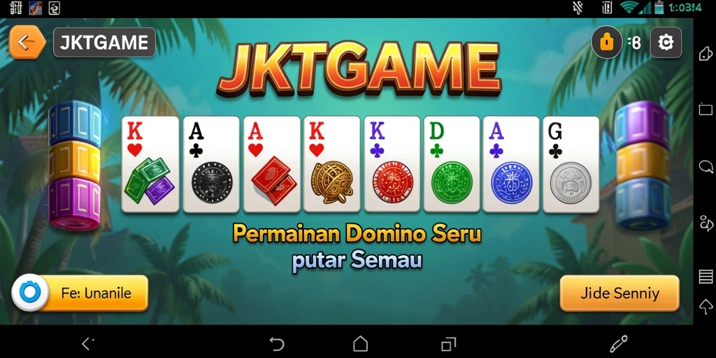 Screenshot gameplay JKTGAME menampilkan permainan Domino yang seru dan interaktif.