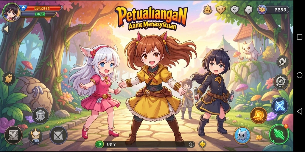 Gambaran gameplay PP7 dengan karakter Anime yang menarik.