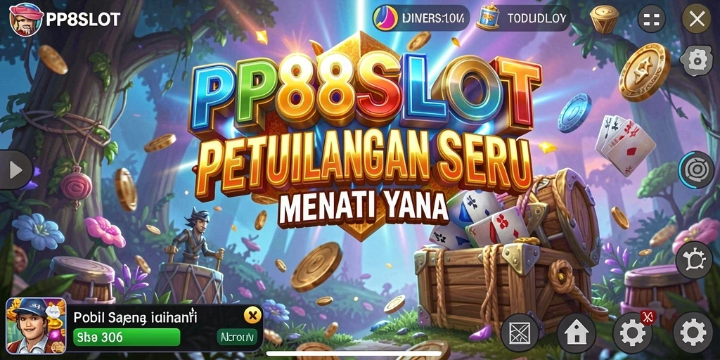 Tampilan utama gameplay PP88SLOT yang penuh aksi dan petualangan.