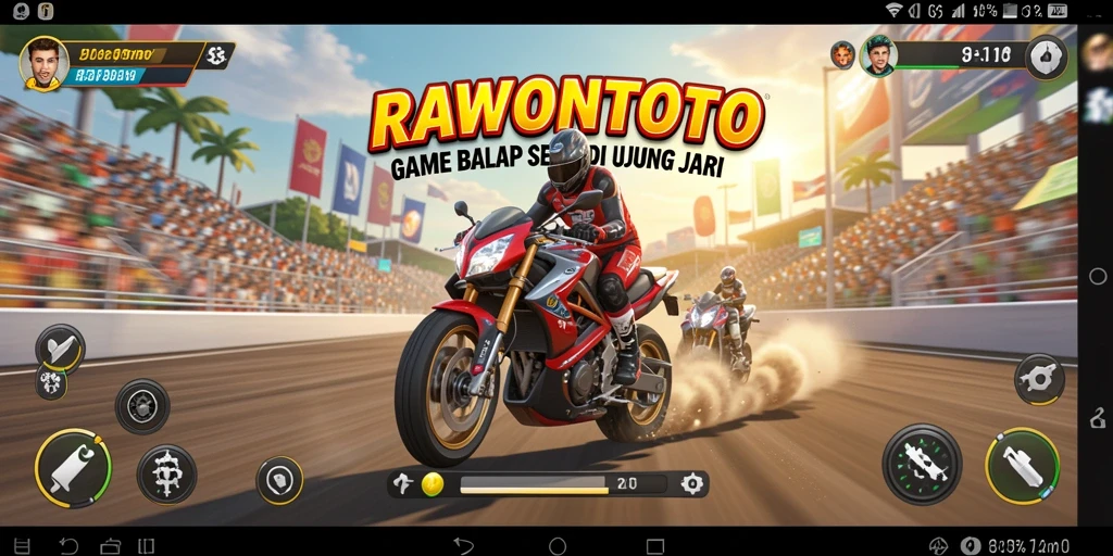 Screenshot gameplay RAWONTOTO menunjukkan momen mendebarkan balapan.