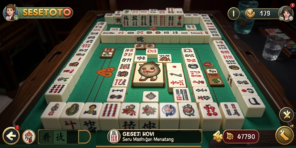 Tampilan gameplay SESETOTO dengan ubin Mahjong yang menarik.