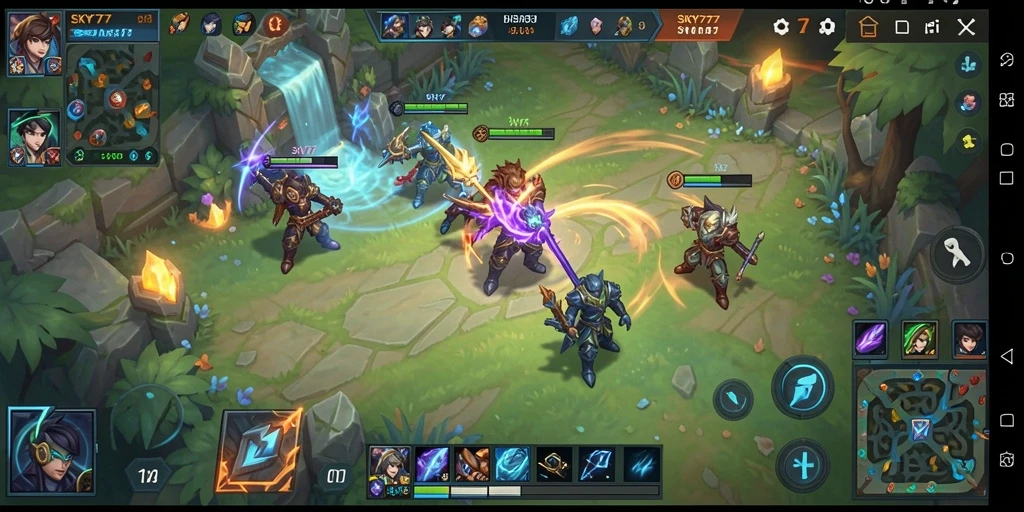 Tampilan gameplay MOBA yang seru dan penuh aksi.