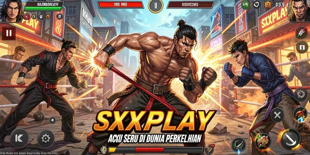 Tangkapan layar SXXPLAY menampilkan aksi seru dalam pertempuran karakter.